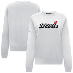 New Jersey Devils Levelwear Women's Yvette Big Script Tri-Blend Sweatshirt - White - NHL 203809124