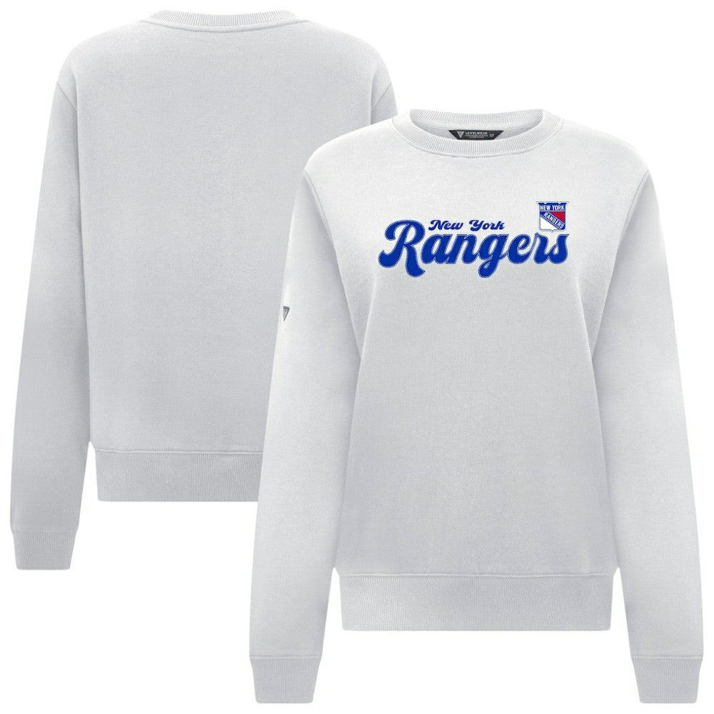 New York Rangers Levelwear Women's Yvette Big Script Tri-Blend Sweatshirt - White - NHL 203809125