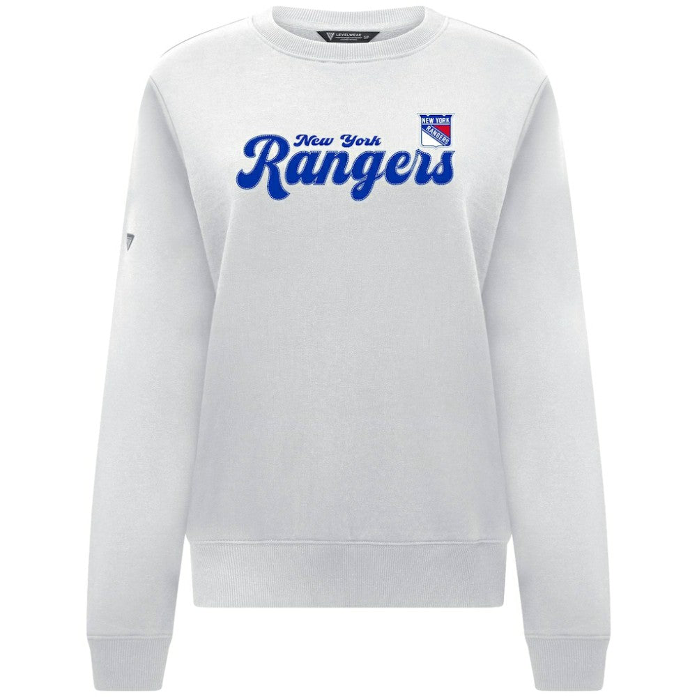 New York Rangers Levelwear Women's Yvette Big Script Tri-Blend Sweatshirt - White - NHL 203809125