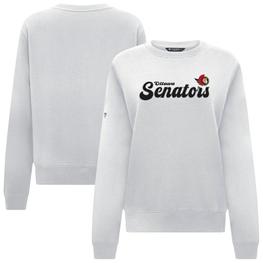 Ottawa Senators Levelwear Women's Yvette Big Script Tri-Blend Sweatshirt - White - NHL 203809126
