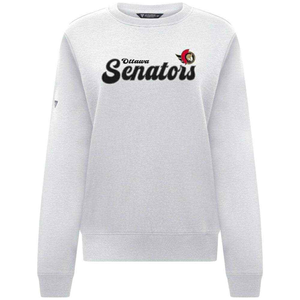 Ottawa Senators Levelwear Women's Yvette Big Script Tri-Blend Sweatshirt - White - NHL 203809126