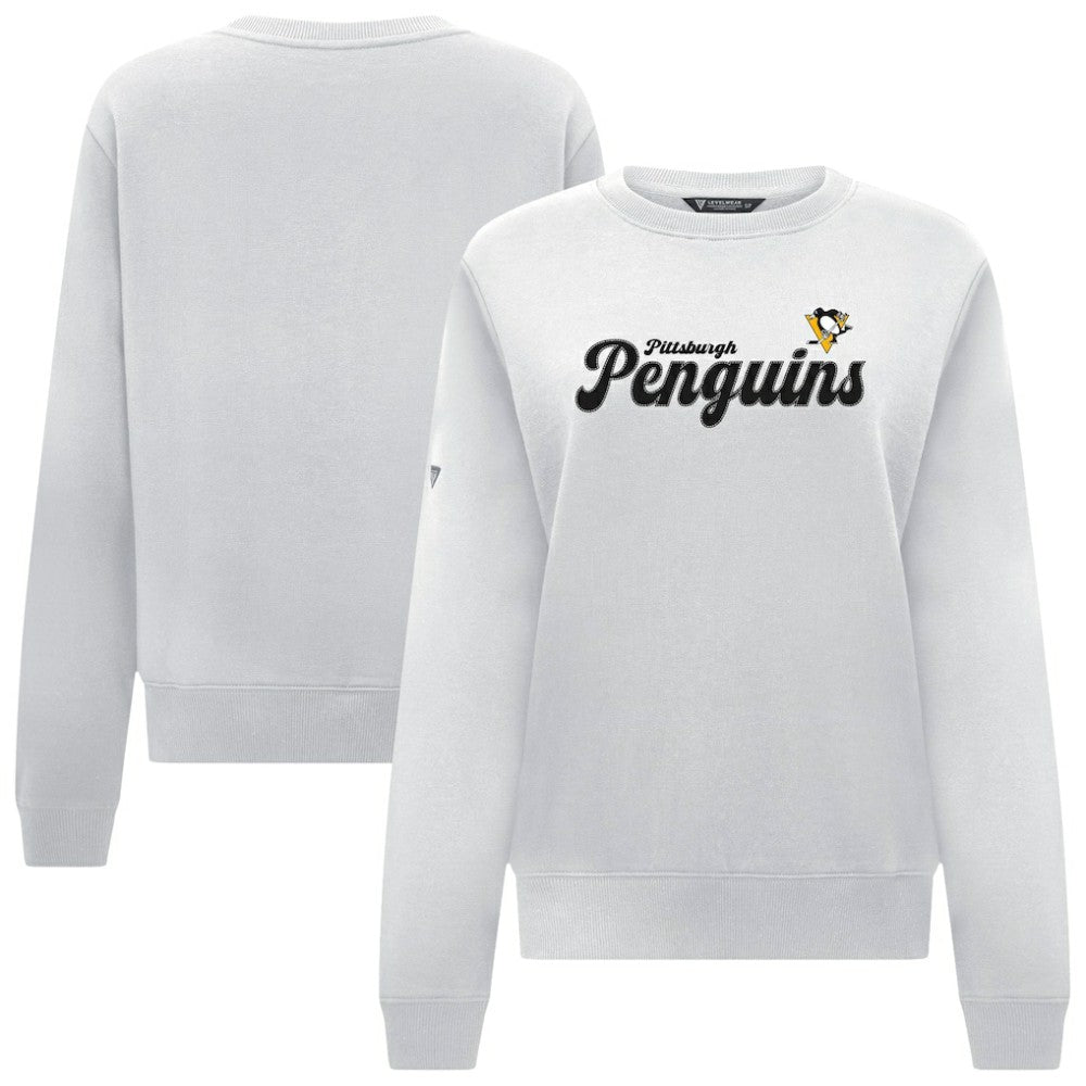Pittsburgh Penguins Levelwear Women's Yvette Big Script Tri-Blend Sweatshirt - White - NHL 203809128