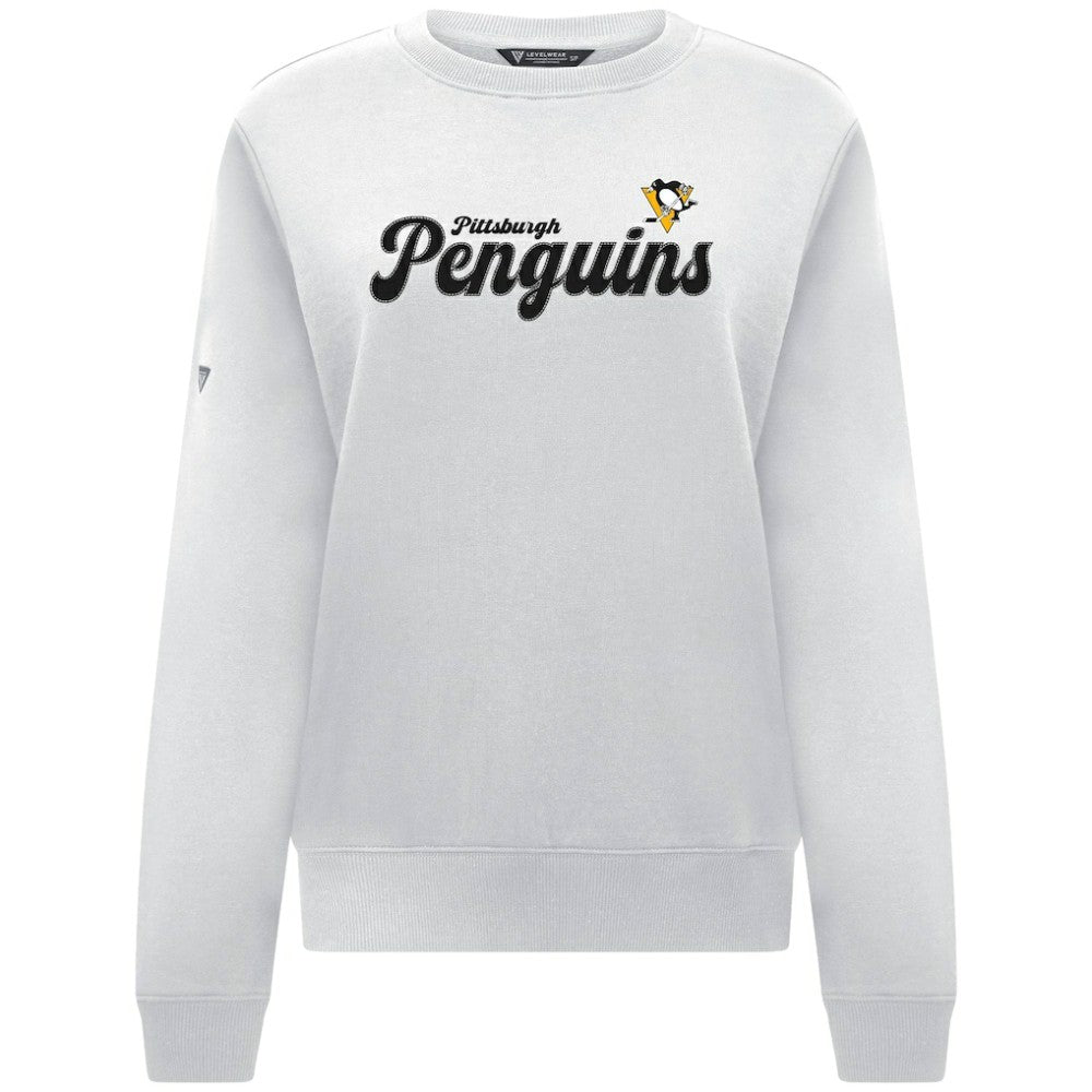 Pittsburgh Penguins Levelwear Women's Yvette Big Script Tri-Blend Sweatshirt - White - NHL 203809128