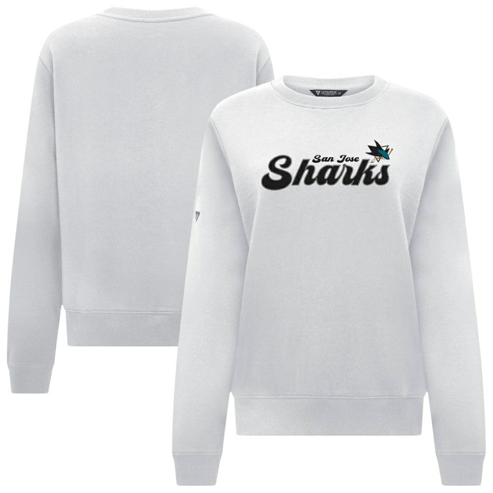 San Jose Sharks Levelwear Women's Yvette Big Script Tri-Blend Sweatshirt - White - NHL 203809129