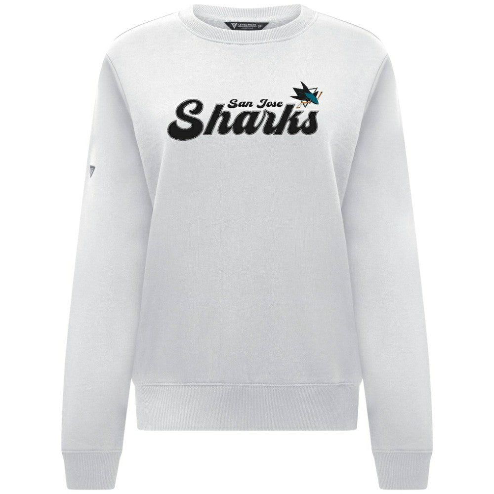 San Jose Sharks Levelwear Women's Yvette Big Script Tri-Blend Sweatshirt - White - NHL 203809129