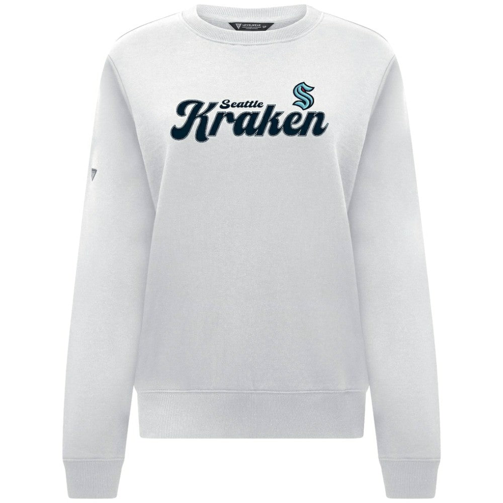 Seattle Kraken Levelwear Women's Yvette Big Script Tri-Blend Sweatshirt - White - NHL 203809130