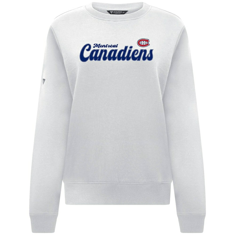 Montreal Canadiens Levelwear Women's Yvette Big Script Tri-Blend Sweatshirt - White - NHL 203809131