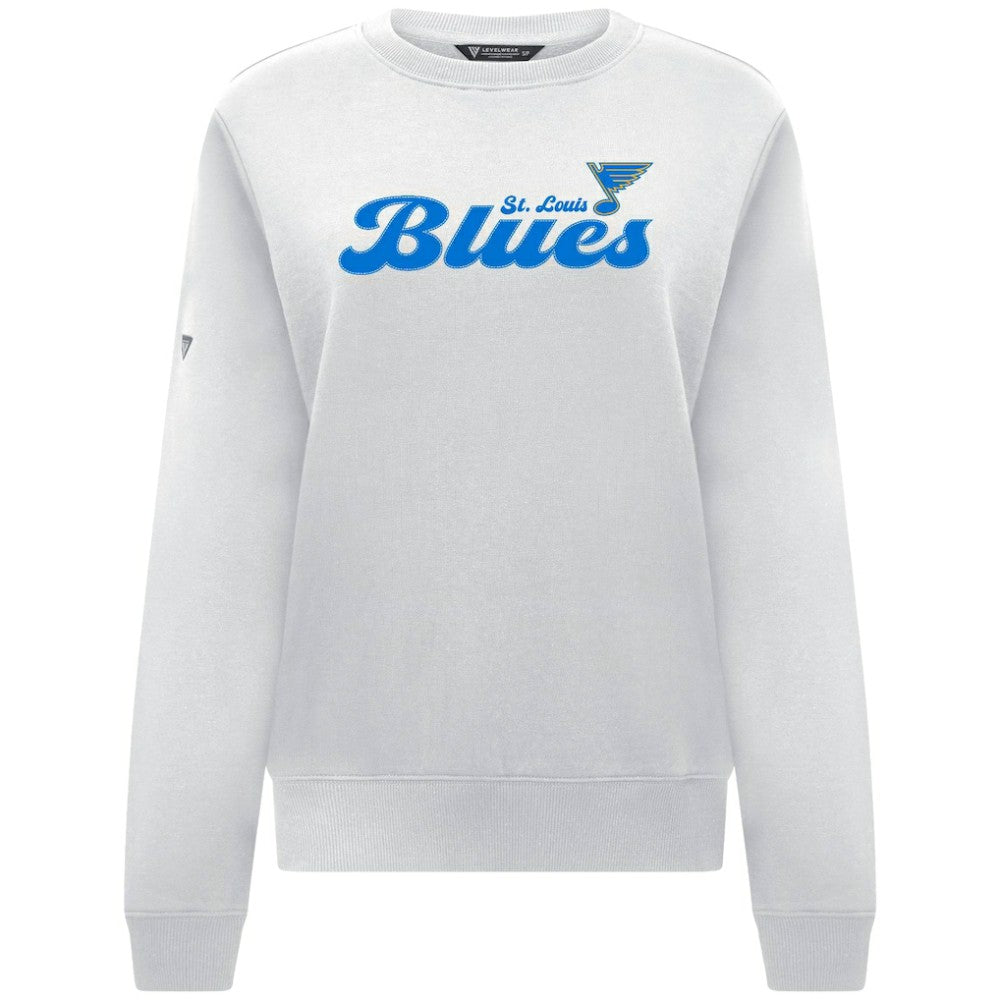 St. Louis Blues Levelwear Women's Yvette Big Script Tri-Blend Sweatshirt - White - NHL 203809132