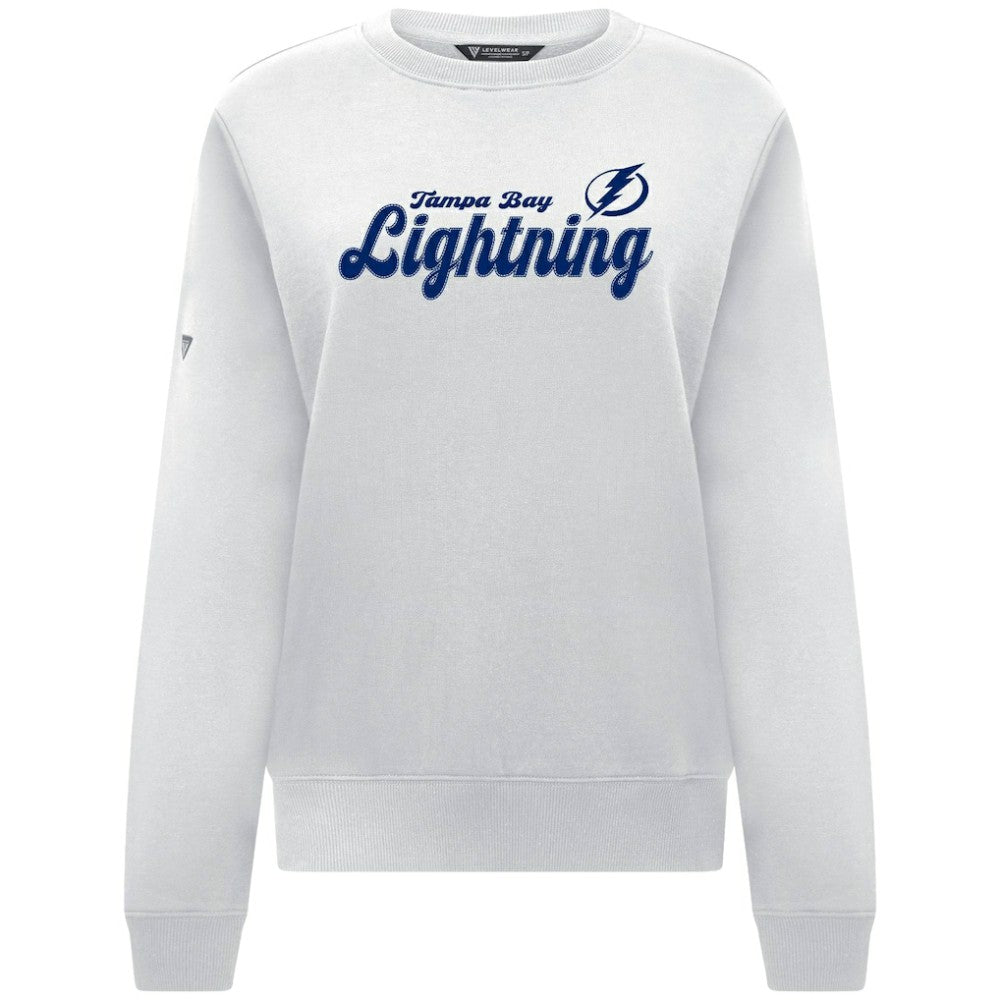 Tampa Bay Lightning Levelwear Women's Yvette Big Script Tri-Blend Sweatshirt - White - NHL 203809133