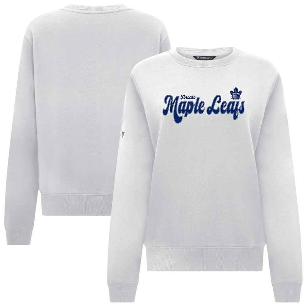 Toronto Maple Leafs Levelwear Women's Yvette Big Script Tri-Blend Sweatshirt - White - NHL 203809134