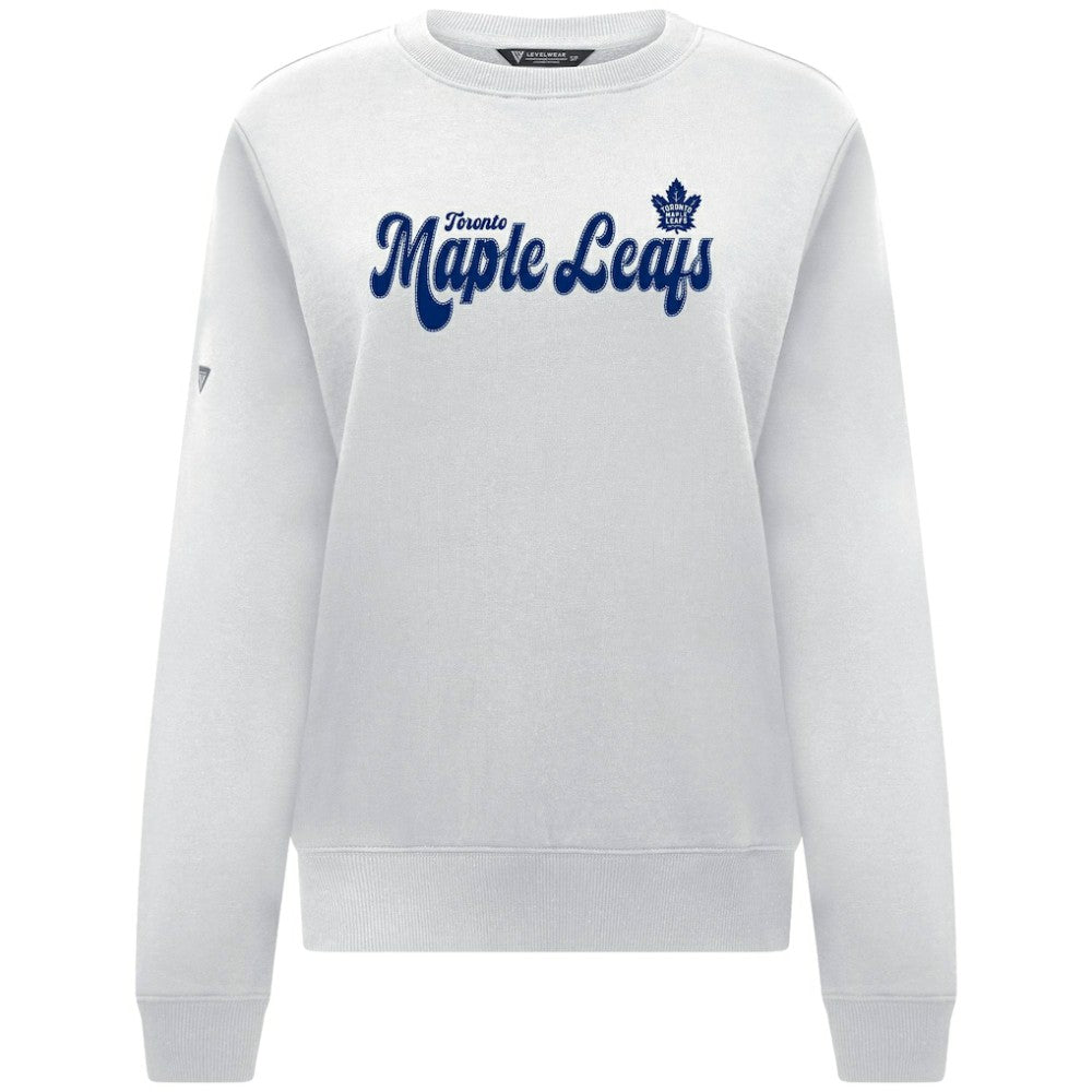 Toronto Maple Leafs Levelwear Women's Yvette Big Script Tri-Blend Sweatshirt - White - NHL 203809134
