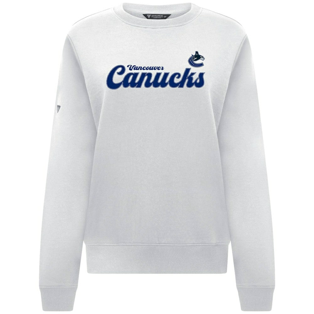 Vancouver Canucks Levelwear Women's Yvette Big Script Tri-Blend Sweatshirt - White - NHL 203809136