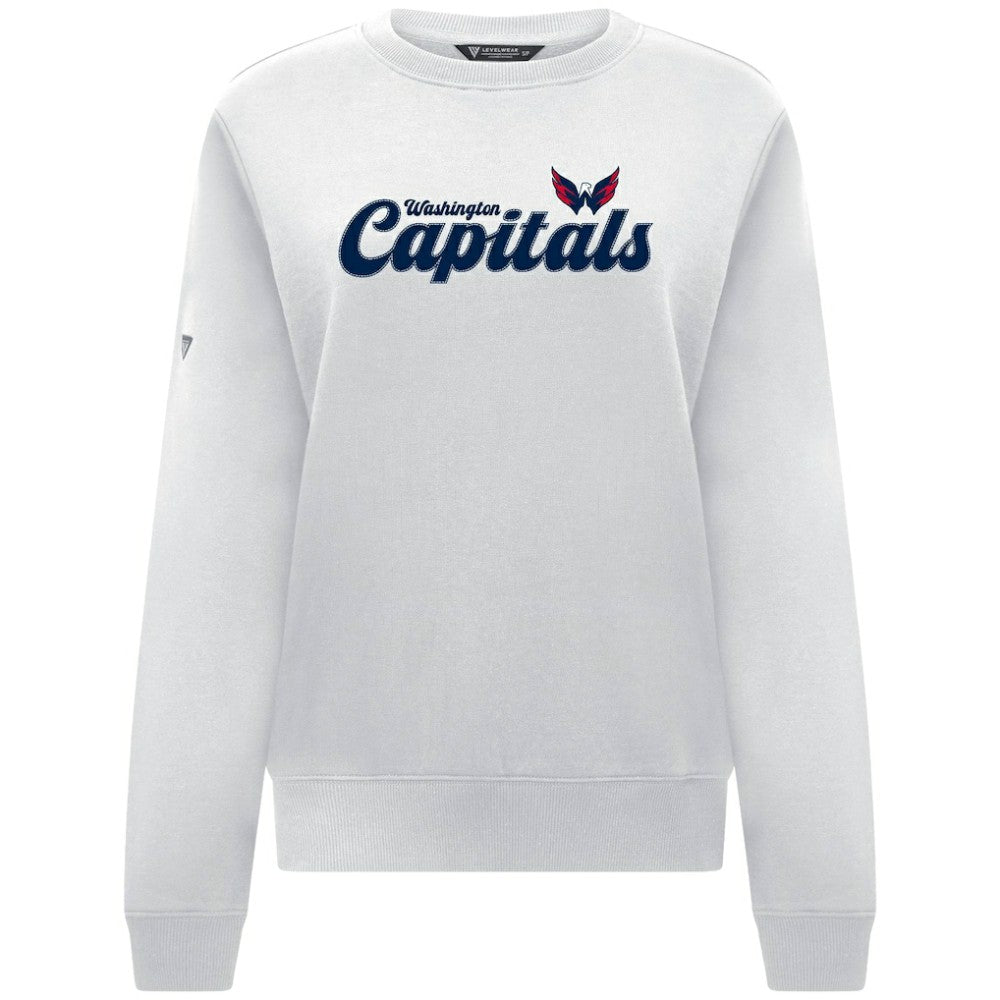 Washington Capitals Levelwear Women's Yvette Big Script Tri-Blend Sweatshirt - White - NHL 203809138