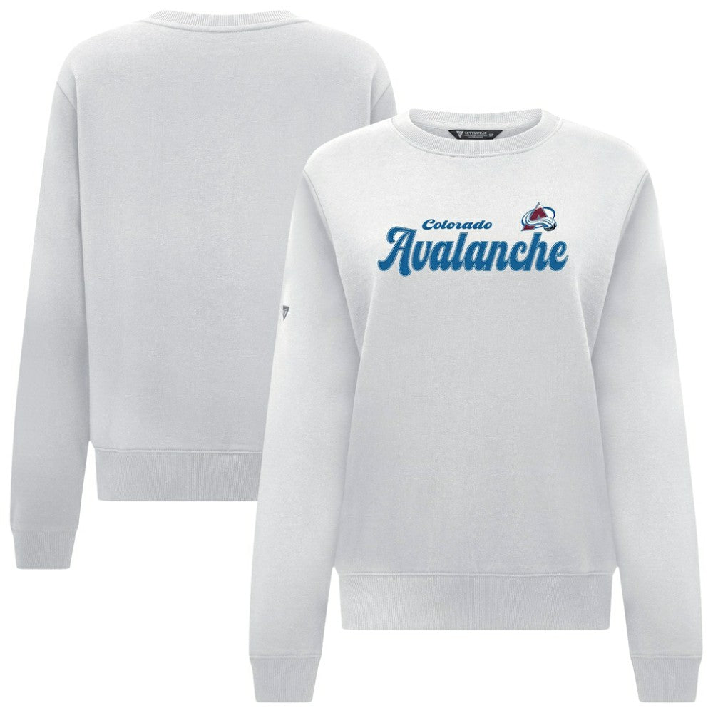 Colorado Avalanche Levelwear Women's Yvette Big Script Tri-Blend Sweatshirt - White - NHL 203809141