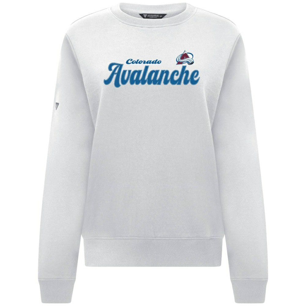 Colorado Avalanche Levelwear Women's Yvette Big Script Tri-Blend Sweatshirt - White - NHL 203809141