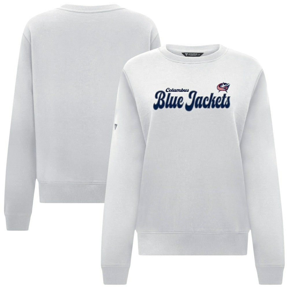 Columbus Blue Jackets Levelwear Women's Yvette Big Script Tri-Blend Sweatshirt - White - NHL 203809142