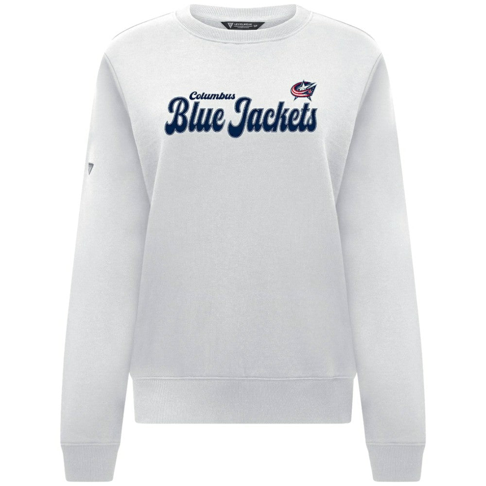 Columbus Blue Jackets Levelwear Women's Yvette Big Script Tri-Blend Sweatshirt - White - NHL 203809142