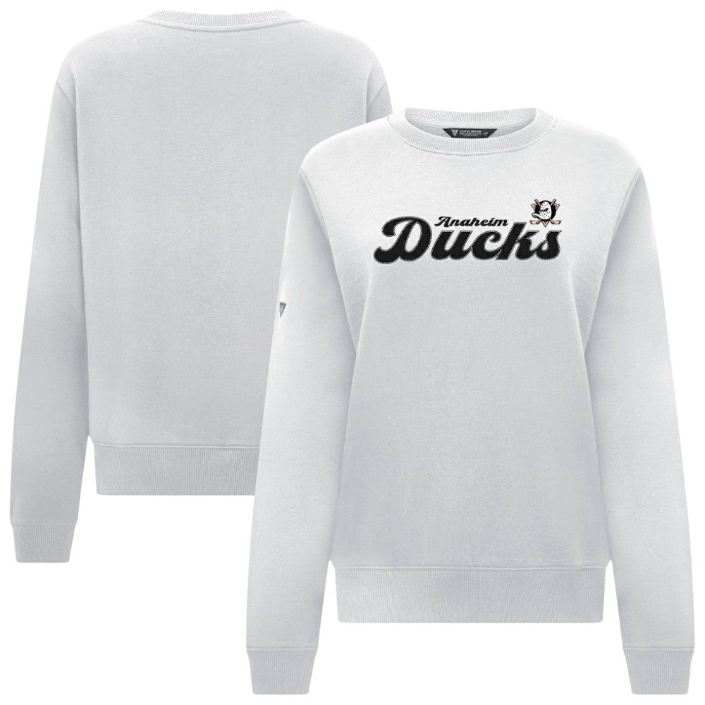 Anaheim Ducks Levelwear Women's Yvette Big Script Tri-Blend Sweatshirt - White - NHL 203809144