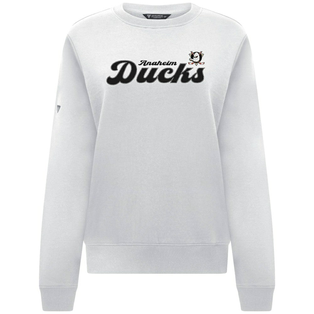 Anaheim Ducks Levelwear Women's Yvette Big Script Tri-Blend Sweatshirt - White - NHL 203809144
