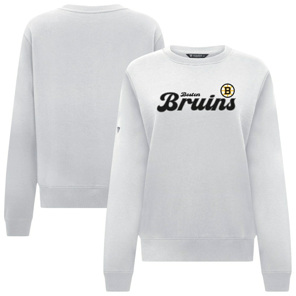 Boston Bruins Levelwear Women's Yvette Big Script Tri-Blend Sweatshirt - White - NHL 203809145