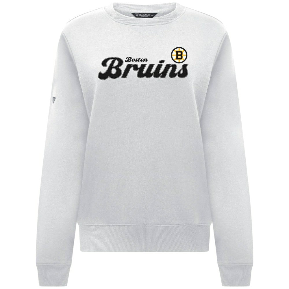 Boston Bruins Levelwear Women's Yvette Big Script Tri-Blend Sweatshirt - White - NHL 203809145