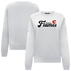 Calgary Flames Levelwear Women's Yvette Big Script Tri-Blend Sweatshirt - White - NHL 203809147