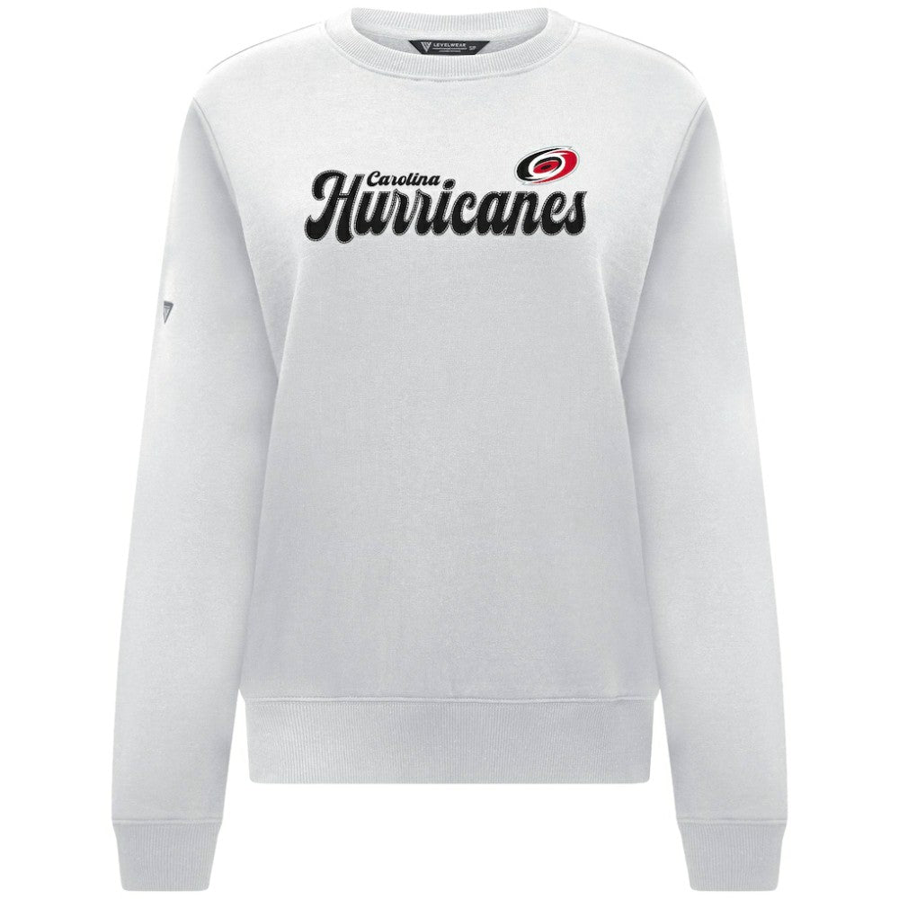Carolina Hurricanes Levelwear Women's Yvette Big Script Tri-Blend Sweatshirt - White - NHL 203809148