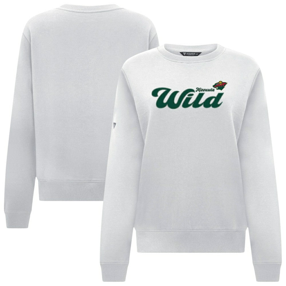 Minnesota Wild Levelwear Women's Yvette Big Script Tri-Blend Sweatshirt - White - NHL 203809151
