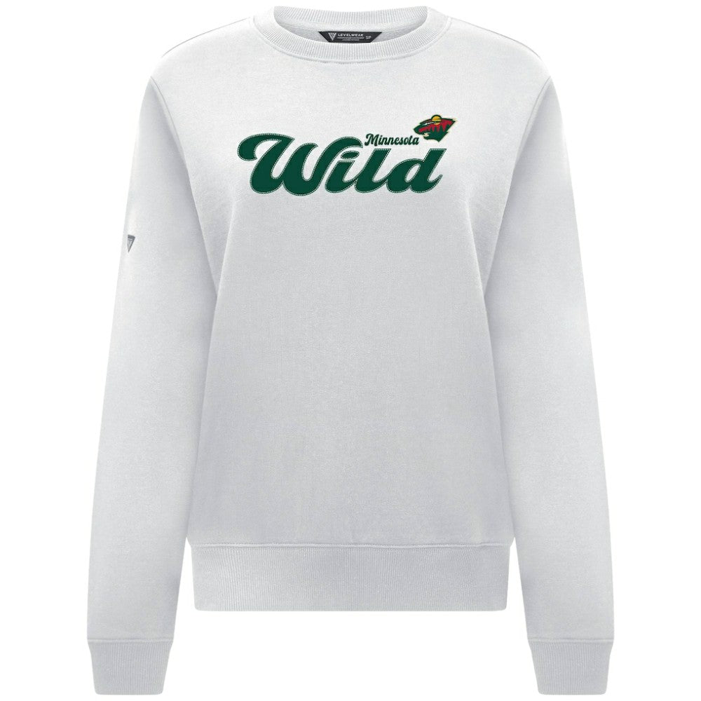Minnesota Wild Levelwear Women's Yvette Big Script Tri-Blend Sweatshirt - White - NHL 203809151