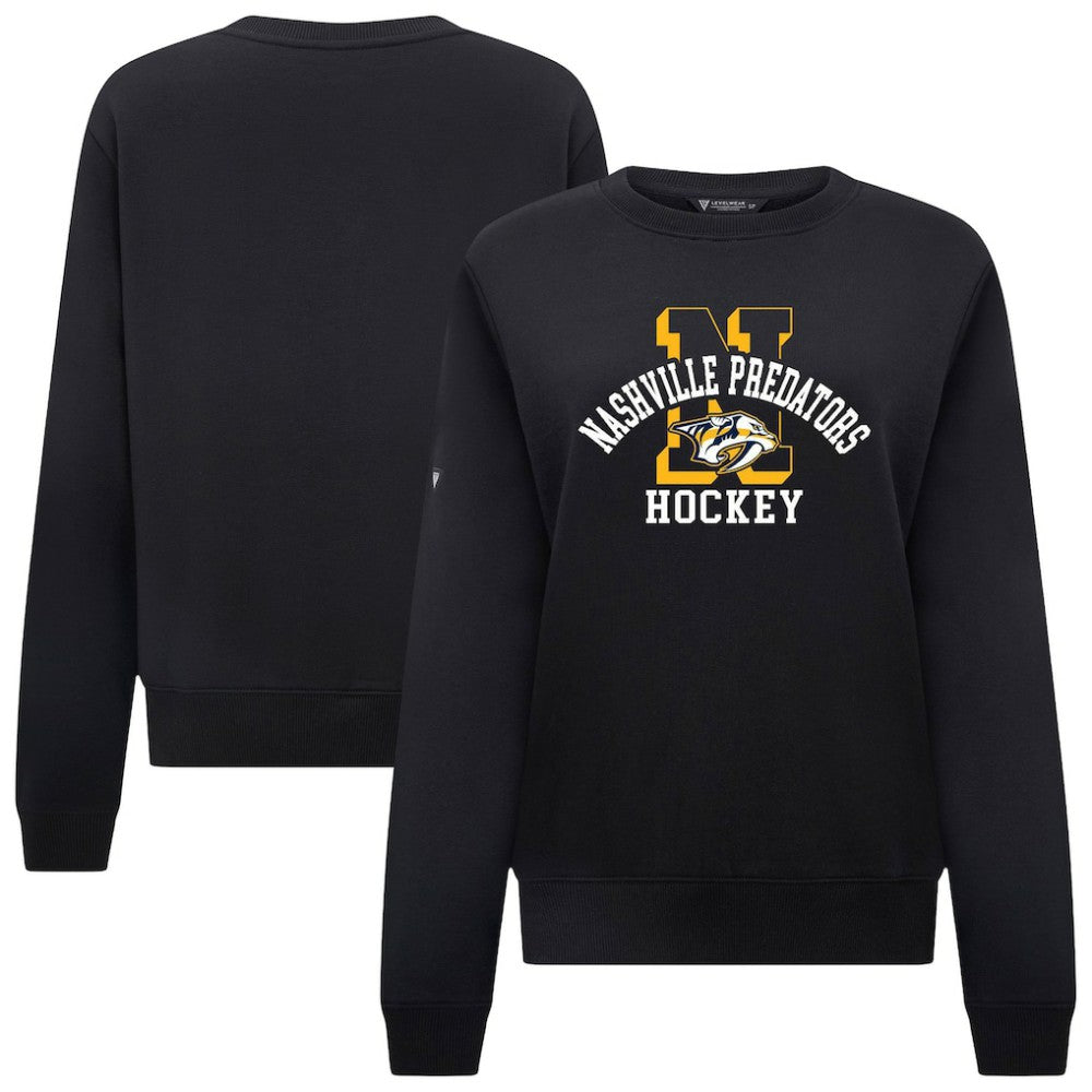 Nashville Predators Levelwear Women's Yvette Limelight Big Letter Sweatshirt - Black - NHL 203809160
