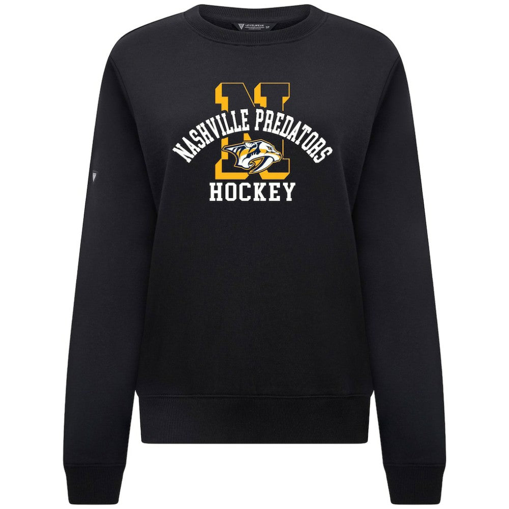 Nashville Predators Levelwear Women's Yvette Limelight Big Letter Sweatshirt - Black - NHL 203809160