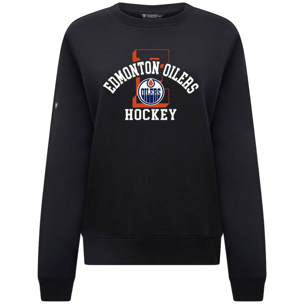 Edmonton Oilers Levelwear Women's Yvette Limelight Big Letter Sweatshirt - Black - NHL 203809163