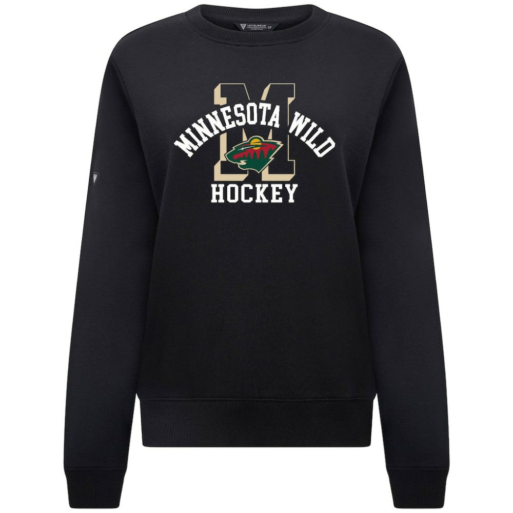 Minnesota Wild Levelwear Women's Yvette Limelight Big Letter Sweatshirt - Black - NHL 203809166