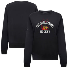 Chicago Blackhawks Levelwear Women's Yvette Limelight Big Letter Sweatshirt - Black - NHL 203809170