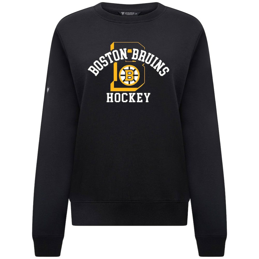 Boston Bruins Levelwear Women's Yvette Limelight Big Letter Sweatshirt - Black - NHL 203809172