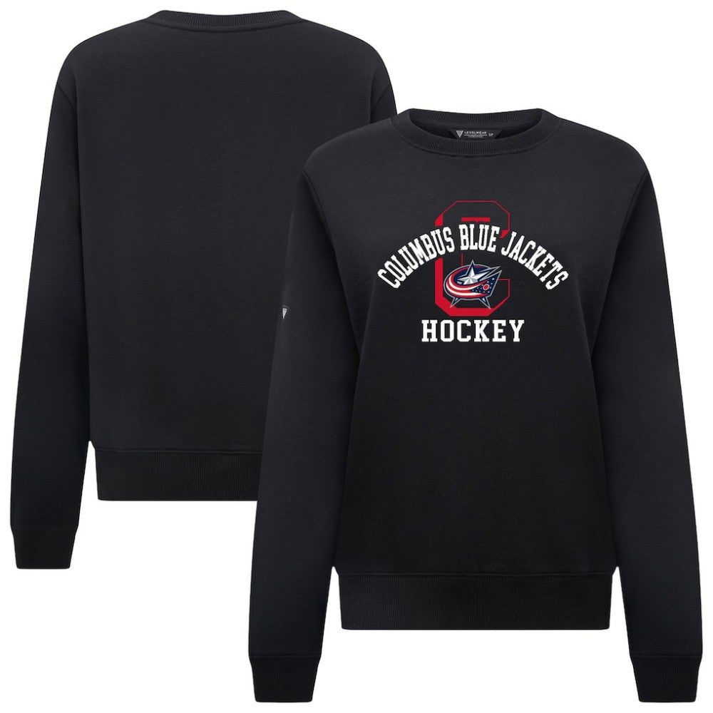 Columbus Blue Jackets Levelwear Women's Yvette Limelight Big Letter Sweatshirt - Black - NHL 203809173