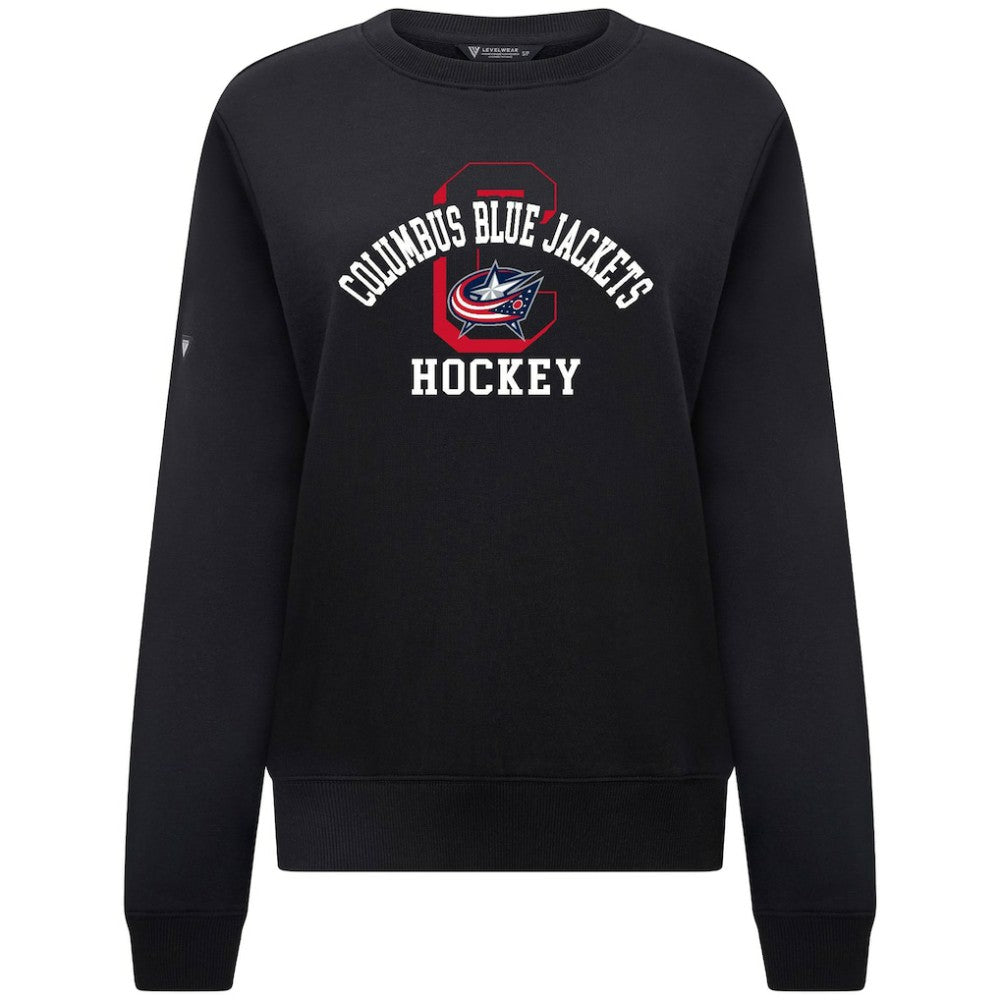 Columbus Blue Jackets Levelwear Women's Yvette Limelight Big Letter Sweatshirt - Black - NHL 203809173