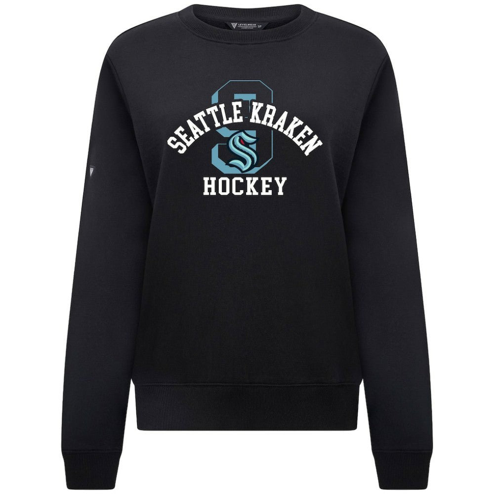 Seattle Kraken Levelwear Women's Yvette Limelight Big Letter Sweatshirt - Black - NHL 203809175