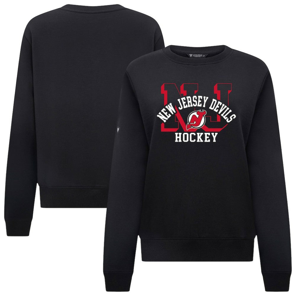 New Jersey Devils Levelwear Women's Yvette Limelight Big Letter Sweatshirt - Black - NHL 203809176