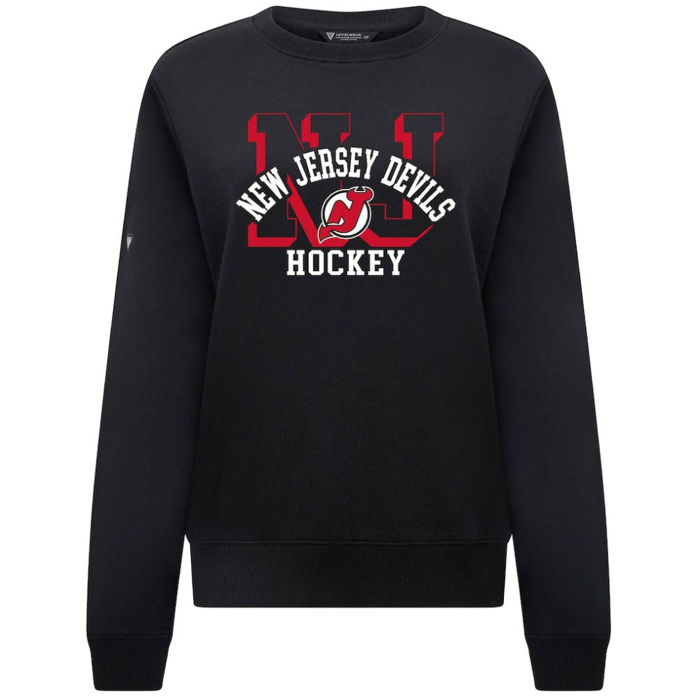 New Jersey Devils Levelwear Women's Yvette Limelight Big Letter Sweatshirt - Black - NHL 203809176