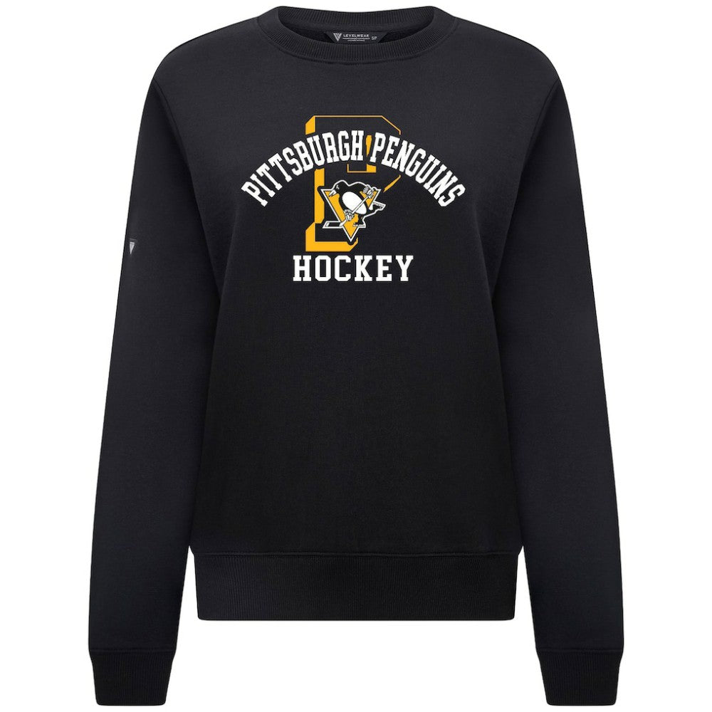 Pittsburgh Penguins Levelwear Women's Yvette Limelight Big Letter Sweatshirt - Black - NHL 203809183