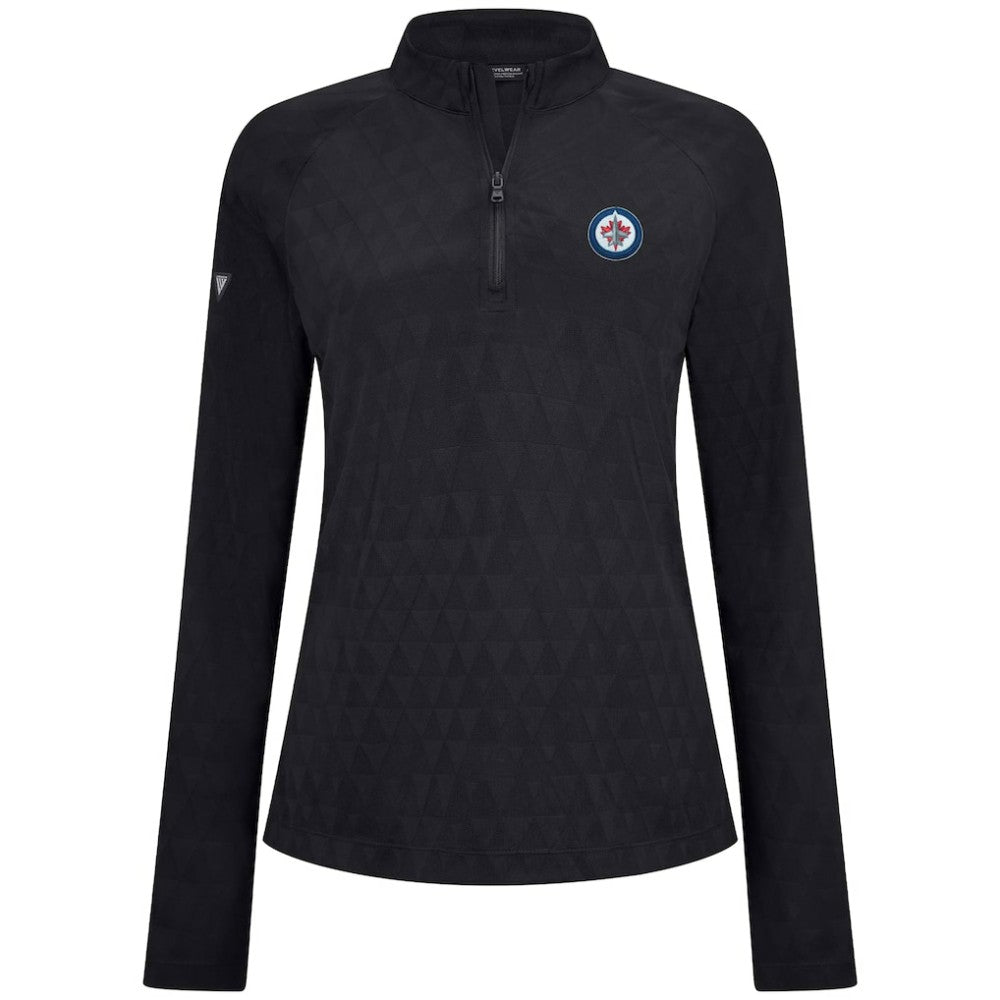 Winnipeg Jets Levelwear Women's Spike Raglan Quarter-Zip Top - Black - NHL 203809190