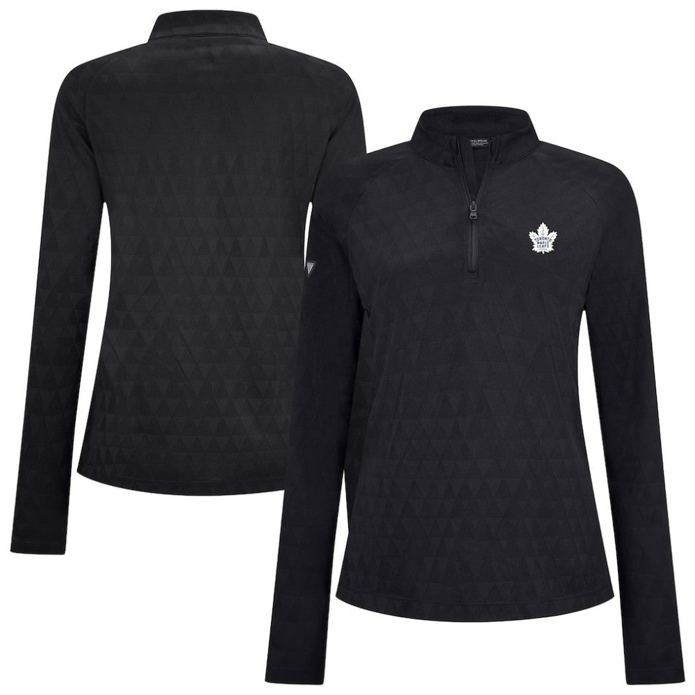 Toronto Maple Leafs Levelwear Women's Spike Raglan Quarter-Zip Top - Black - NHL 203809195