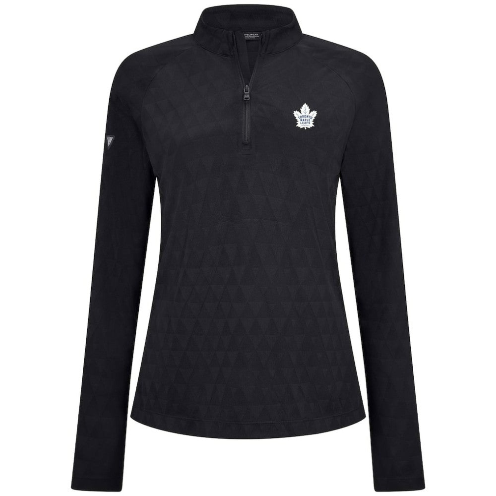 Toronto Maple Leafs Levelwear Women's Spike Raglan Quarter-Zip Top - Black - NHL 203809195