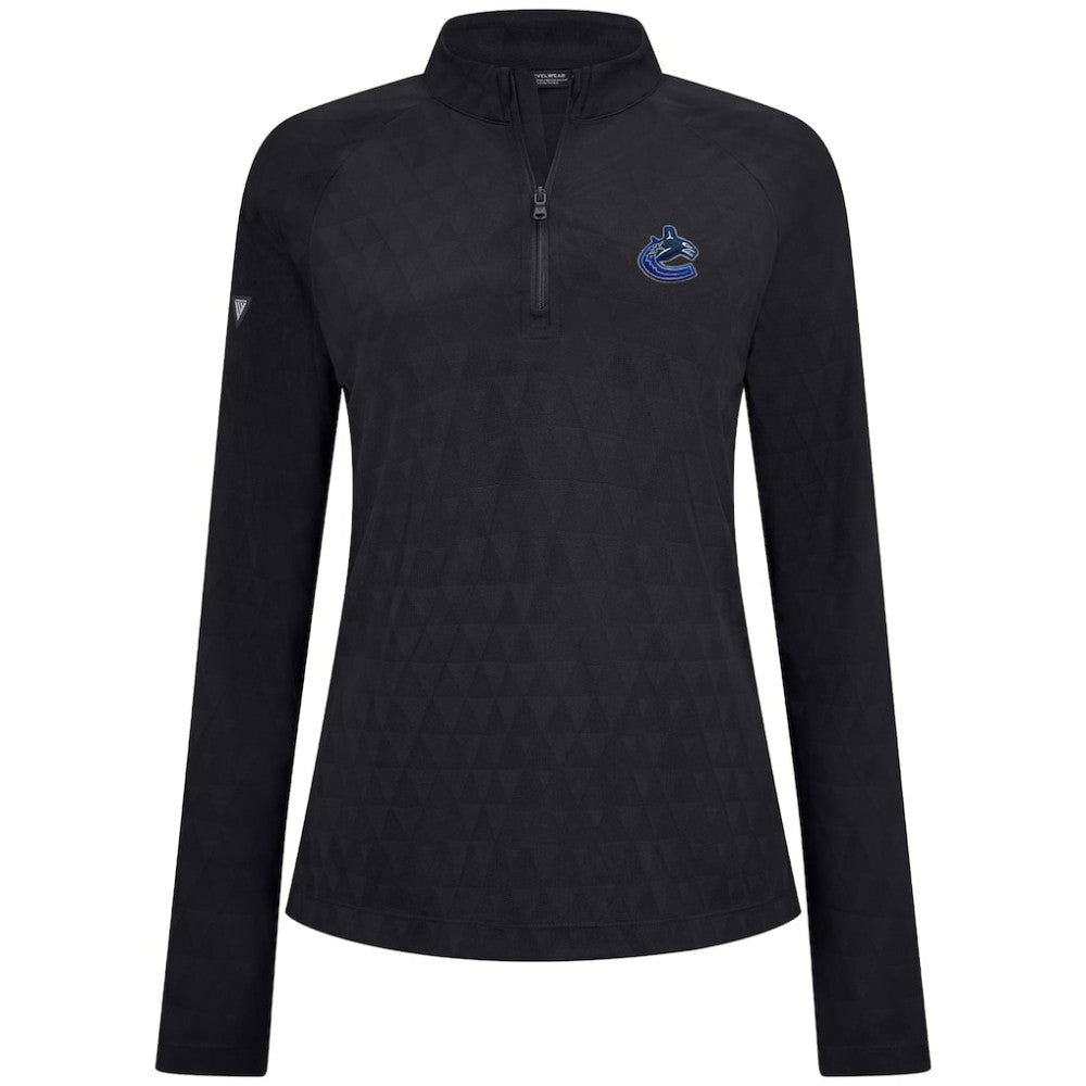 Vancouver Canucks Levelwear Women's Spike Raglan Quarter-Zip Top - Black - NHL 203809197