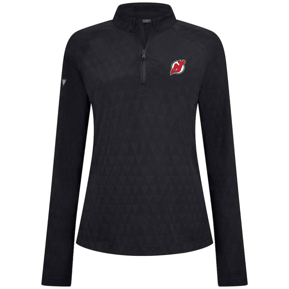 New Jersey Devils Levelwear Women's Spike Raglan Quarter-Zip Top - Black - NHL 203809201