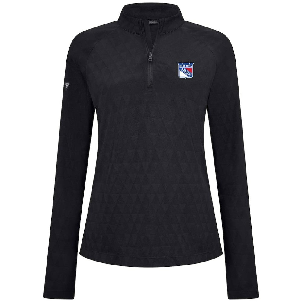 New York Rangers Levelwear Women's Spike Raglan Quarter-Zip Top - Black - NHL 203809203