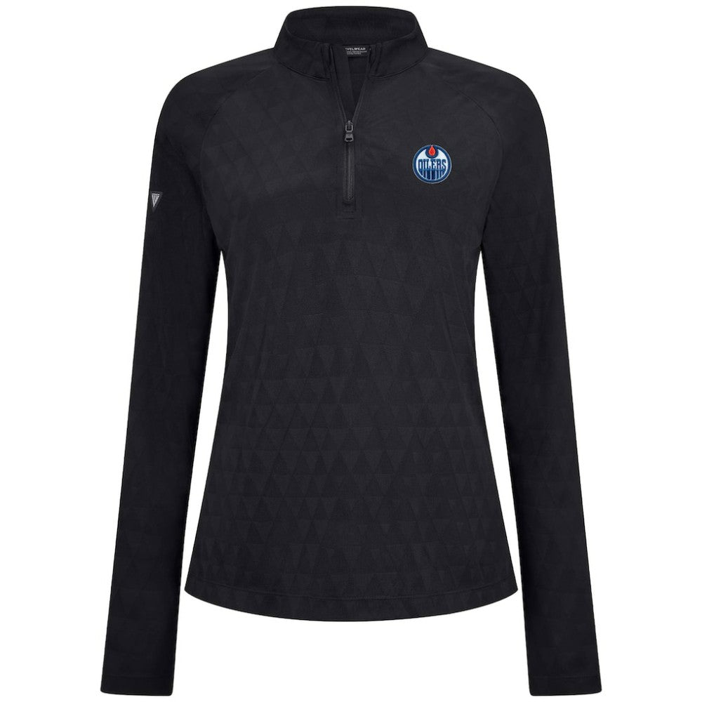 Edmonton Oilers Levelwear Women's Spike Raglan Quarter-Zip Top - Black - NHL 203809210
