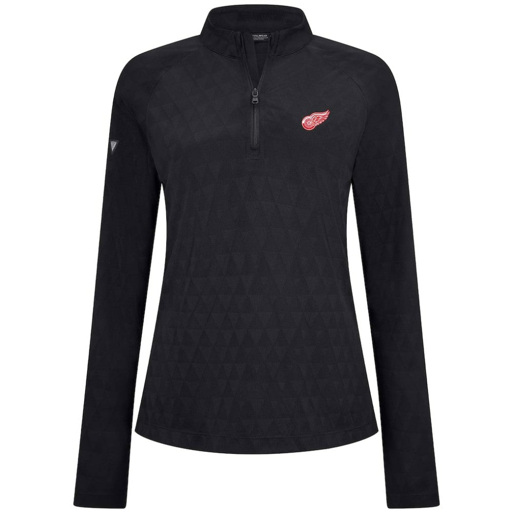 Detroit Red Wings Levelwear Women's Spike Raglan Quarter-Zip Top - Black - NHL 203809214