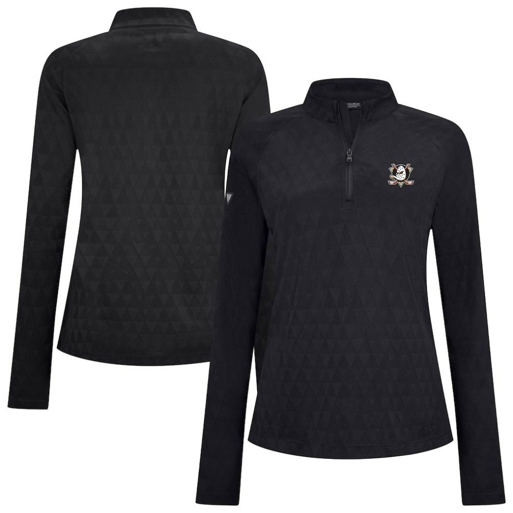 Anaheim Ducks Levelwear Women's Spike Raglan Quarter-Zip Top - Black - NHL 203809215